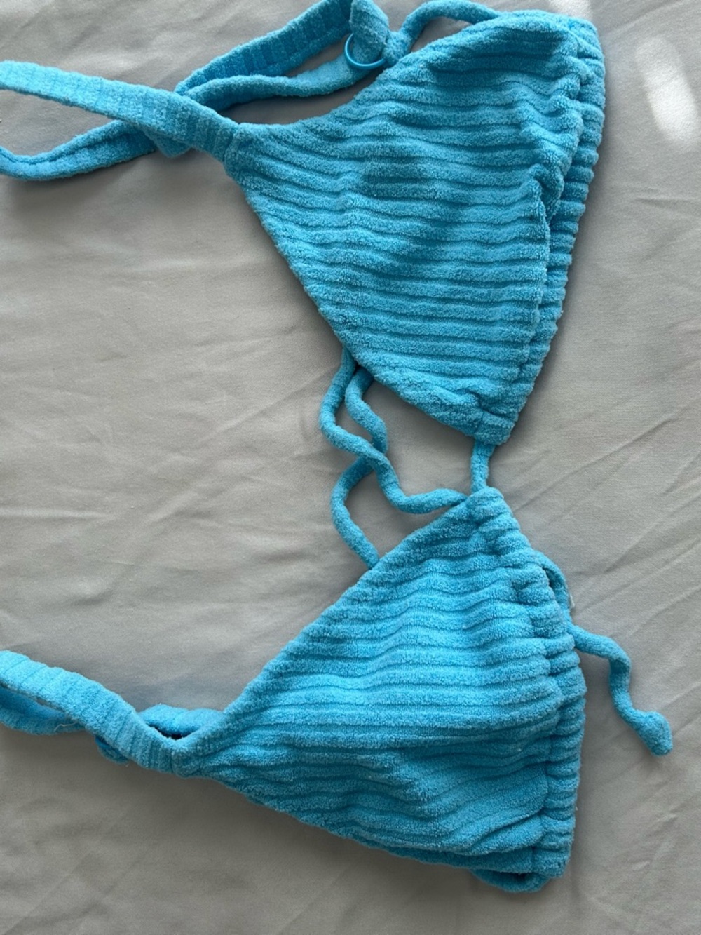 PacSun Ribbed Turquoise Triangle Bikini Top